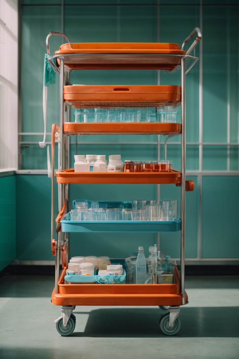 two drawer anesthetic trolley