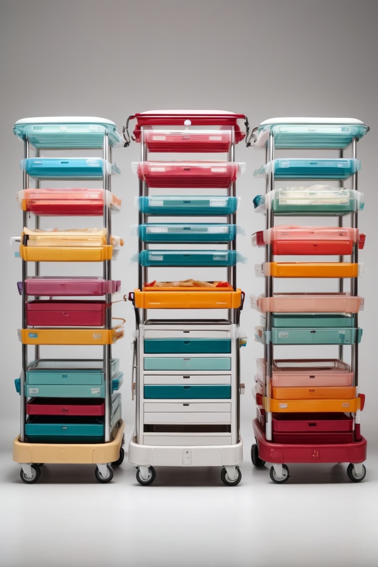 stainless steel medical trolley with drawers