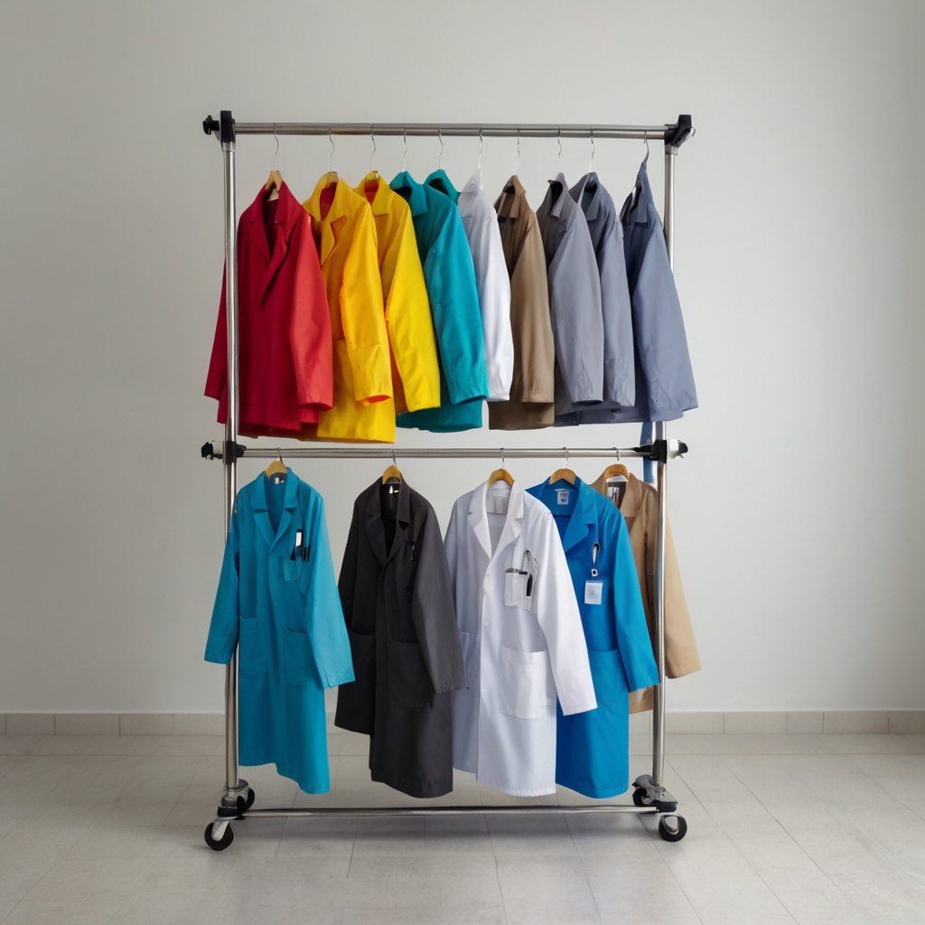 acid resistant long blue Lab coat