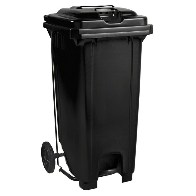 Wheelie Bin - Foot Operated Pedal Bin - 240L - Plastic - Black - 0228