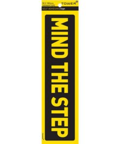 Warning Sign - Mind the Step - Yellow-Black - 185 x 50mm - SIGNAMTS(R)