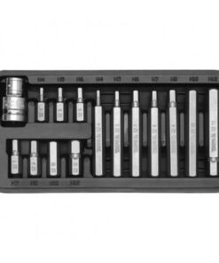 Hex Bit Socket Set - Chrome Vanadium - 1/2" Connector - Standard Length and Long - 15 Piece - YT-0413