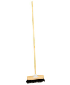 Floor Broom - Complete - Rainbow Black Fibre Household - Wooden Screw-in Handle - Pack of 5 - F3568