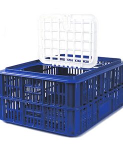 Live Chicken Crate with Lid - Plastic Bird Coop - Vented - 74 x 53 x 31 cm - Virgin Material - HACCP - PI-LB10-w_Lid-virgin