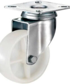 Castor Wheels - Nylon - Top Swivel - Fixed Plate - White - 100mm - TOOC480