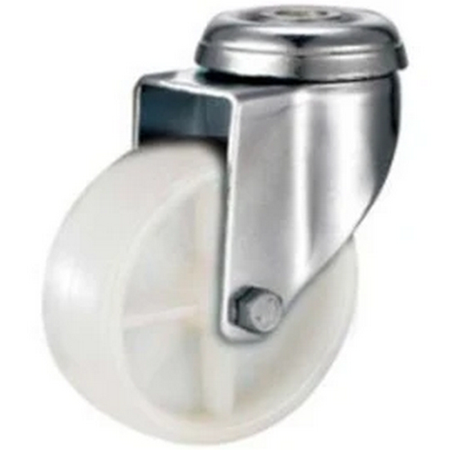 Castor Wheels - Polypropylene - Bolt Hole - Swivel - White - 125mm - TOOC421