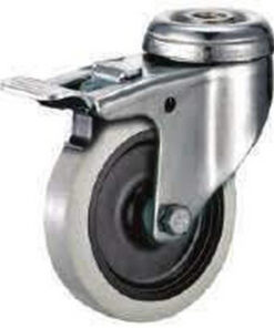 Castor Wheels - Thermoplastic Rubber - Bolt Hole Swivel - Brake - 65mm - TOOC513