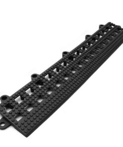 Floor Tile Female Edge - Flexi-Deck Interlinking Anti-Slip Drainage PVC Mat - 30 x 5 x 1.3 cm - Black - Pack of 3 - FD010002F3