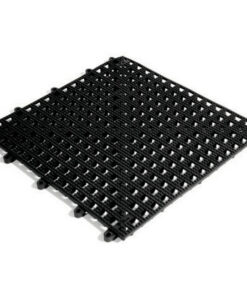 Floor Tile - Flexi-Deck Interlinking Anti-Slip Drainage PVC Mat - 30 x 30 x 1.3 cm - Black - Pack of 9 - FD010001