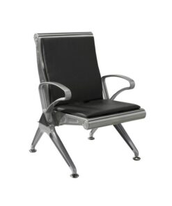 Airport Bench - Indoor Waiting Room Seat - Stainless Steel - Upholstered - Single Seat - Flat Pack - 60 x 67 x 82 cm - PF01A-black