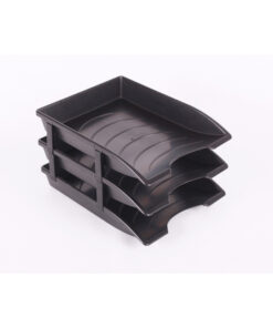 Letter Trays - Plastic - Recycled - Triple - 35 x 26 x 6 cm - Black - Pack of 21 - 017LT-RT