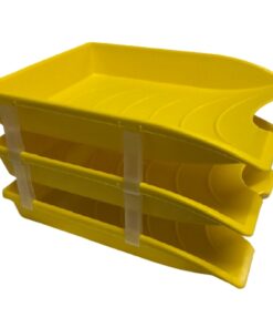Letter Tray - Plastic - Triple - 35 x 26 x 6 cm - Colour Options - Pack of 21 - 014LT-T-Y
