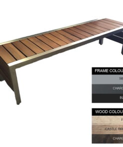 Mall Bench - Steel and Wood - Bolt Down - 45x180x51cm - Colour Options - ML4642PC