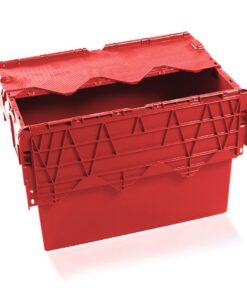 Plastic Crate - Hinged Lid - SABS Approved - 70L - Red - Pack of 80 - AT64400-red