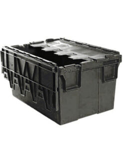 Plastic Crate - Hinged Lid - 55L - Recycled Plastic - Black - Pack of 80 - AT64315-black