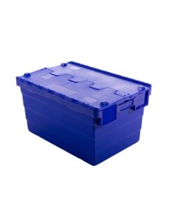 Crate - Security Container - Plastic ALC - Attached Hinged Lid - 68L - 60 x 40 x 36.5cm - Blue - ALC-365-Blue