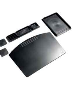 Desk Pad Set - Executive Rubber Range - Letter Tray - Desk Pad - Pen Cup - Coasters - Black - 939BL
