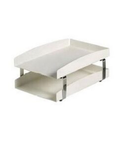 Letter Tray - Double - Life Steel Range - Metal - 35 x 25 x 17 cm - White and Chrome - 202WCH