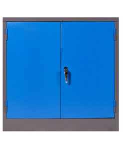 Steel Stationery Cupboard - Metal Storage Cabinet - 2 Shelves - Grey and Blue - 90 x 90 x 45 cm - SC004-greyblue