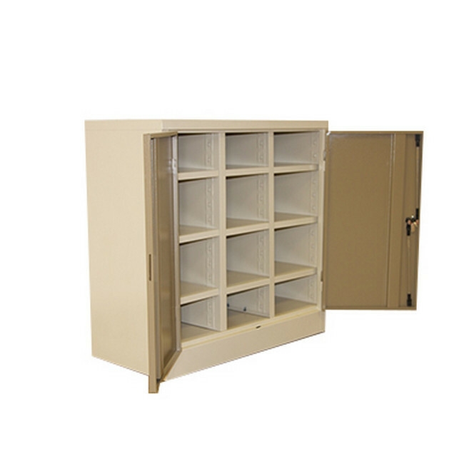 Pigeon Hole Cabinet with Doors - Steel - 12 Compartment - 90 x 90 x 45 cm - PH003-ivorykaroo