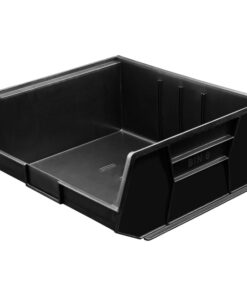 Stack & Hang Parts Storage Bin - Small Plastic Container - Size 8 - 37.5 x 42 x 18 cm - Black - BIN-8-BLACK