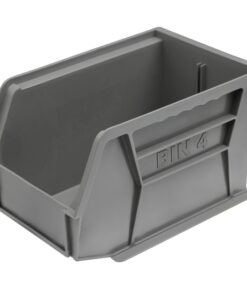 Stack & Hang Parts Storage Bin - Small Plastic Container - Size 4 - 21 x 14 x 13 cm - Grey - BIN-4-GREY