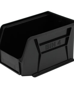 Stack & Hang Parts Storage Bin - Small Plastic Container - Size 4 - 21 x 14 x 13 cm - Black - BIN-4-BLACK