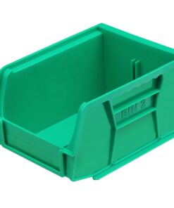 Stack & Hang Parts Storage Bin - Small Plastic Container - Size 2 - 13.5 x 10.5 x 7.5 cm - Green - BIN-2-GREEN
