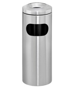 Stainless Steel Ashtray Litter Bin - Free Standing - Cut Out And Ash Holder - 240 Ø x 680 (H) mm - 788