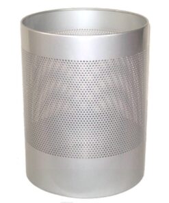 Steel Litter Bin - Jumbo - Perforated - 460 Ø x 620 (H) mm - Silver - 667SI