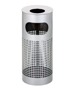 Ashtray Litter Bin - Stainless Steel - Square Punch - Free Standing - 240 Ø x 600 (H) mm - Brushed Finish - 435SS