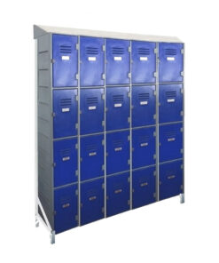 Plastic Lockers on Frame - 5 x 4-Tier (20 Tiers) - Solid Door - Slanted Top - HACCP - 5-4LF-SLANTED