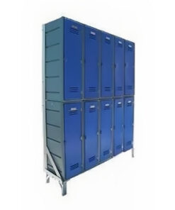 Plastic Clothes Lockers on Frame - 10 x Flat Top Lockers - HACCP - 10CF-FLAT