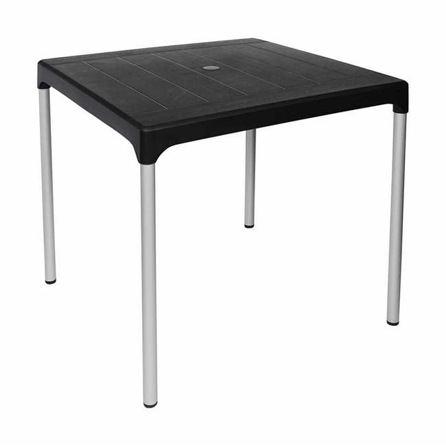 Plastic Square Table - Chelsea - 4 Seater - Black