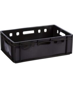 Plastic Crate - Stackable - Heavy Duty - Black - 60 x 39 x 19.7 cm