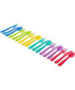 Kiddies Plastic Cutlery - Rainbow Range - 6 Assorted Colour Sets Per Pack - Pack of 10