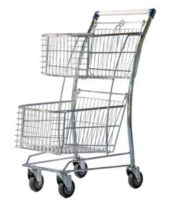 Steel Shopping Trolley - Two Metal Mesh Baskets - Deluxe - 80L