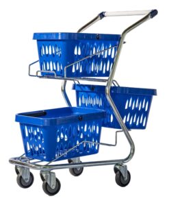 Steel Shopping Basket Trolley - Holds Three Shopping Baskets - Excludes Baskets