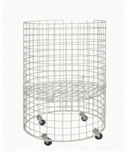 Steel Mesh Round Dump Bin - Adjustable Shelf and Castors - 86 X 58cm