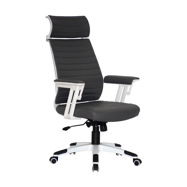 High Back Office Chair - Headrest - Wall Street - PU Leather - Swivel and Tilt - Gas Height - Dark Grey