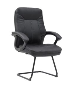 Visitors Arm Chair - PU Leather - Stud - Black