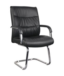 Visitors Arm Chair - Chrome Panel - PU Leather - Black