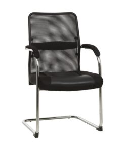 Visitors Arm Chair - Ice - Netting and PU Leather - Black