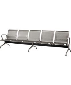 Airport Bench - Public Seating - Stainless Steel - Indoor and Outdoor Use - Flat Packed - Five Seater - 296 x 67 x 79 cm