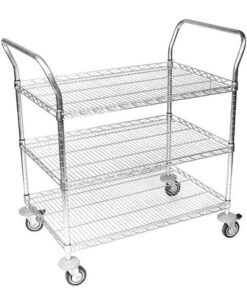 Wire Utility Trolley - 3 Shelves - Includes Handles - 106 x 90 x 60 cm