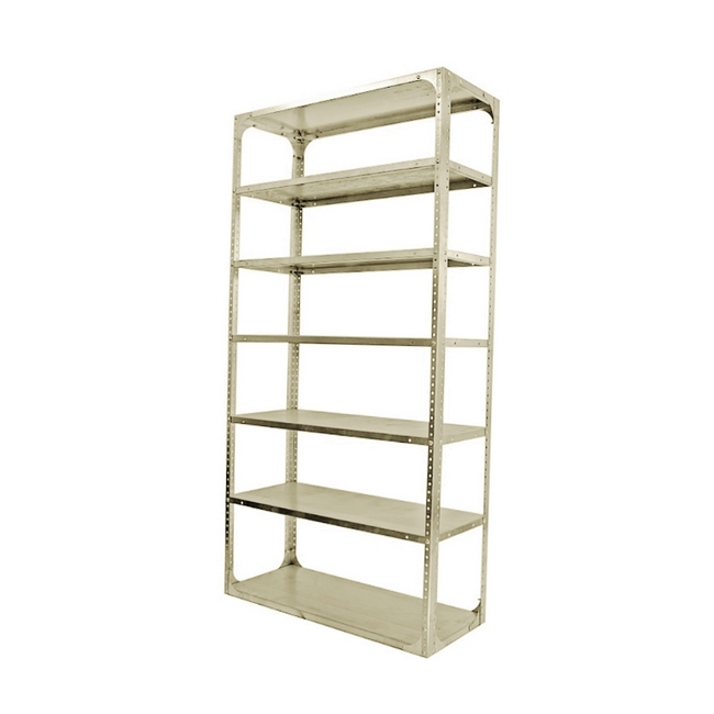 Bolted Shelving Steel Bay 7 Shelves - Uni-Angle - Seven Shelf Kit - Painted - 335.3 x 91.4 x 61 cm