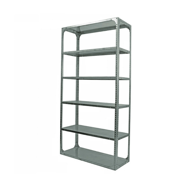 Bolted Shelving Steel Bay 6 Shelves - Uni-Angle - Six Shelf Kit - Galvanised - 274.3 x 91.4 x 76.2 cm