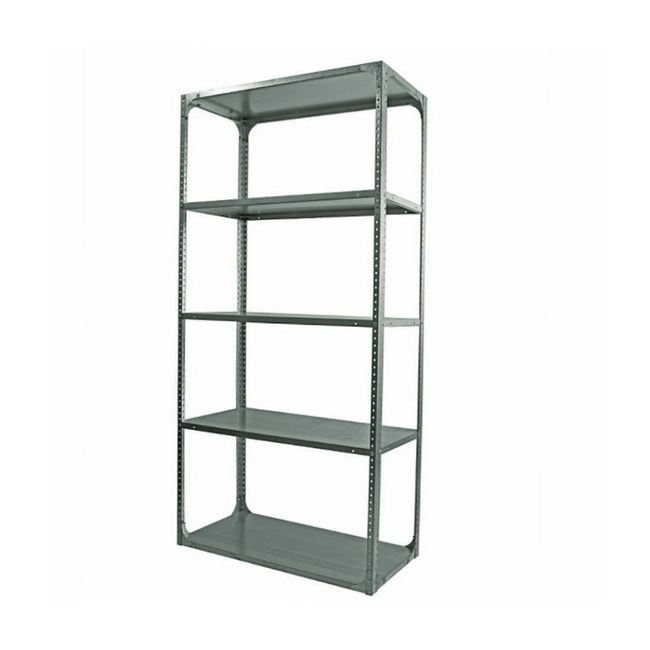 Bolted Shelving Steel Bay 5 Shelves - Uni-Angle - Five Shelf Kit - Galvanised - 243.8 x 91.4 x 45.7 cm