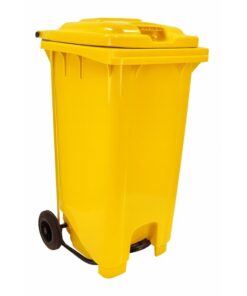 Wheelie Pedal Bin - 240L Foot Operated Pedal Bin - Plastic - Yellow