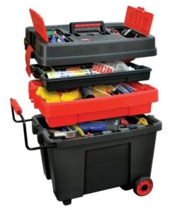 Kennedy Plastic Tool Box - Mobile - Tow Handle & Lockable Lid - 55 x 35 x 47.5 cm